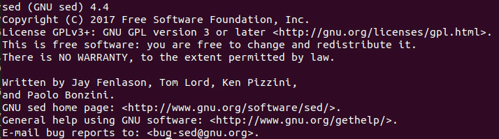 Output para sed instalado